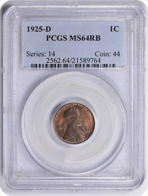 1925-D Lincoln Cent MS64RB PCGS