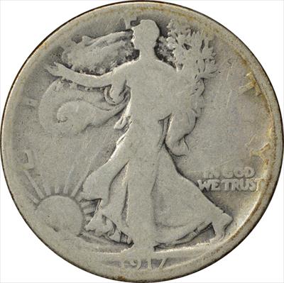 1917-D Walking Liberty Silver Half Dollar Reverse G Uncertified