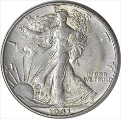 1941-D Walking Liberty Silver Half Dollar AU Uncertified