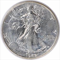 1942-D Walking Liberty Silver Half Dollar AU Uncertified
