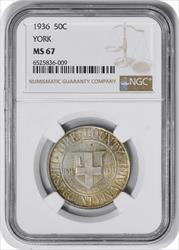 York Commemorative Silver Half Dollar 1936 MS67 NGC
