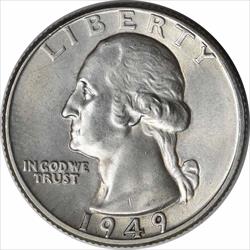 1949 Washington Silver Quarter MS63 Uncertified