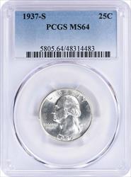 1937-S Washington Silver Quarter MS64 PCGS