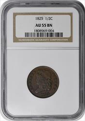 1825 Half Cent AU55BN NGC