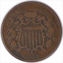 1869 Two Cent Piece F Uncertified