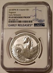 British Virgin Islands 2018 PM 1 oz Silver $1 Pegasus Reverse Proof PF69 NGC Early Releases