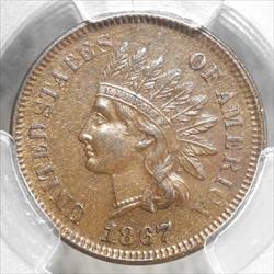 1867 Indian Cent, PCGS/CAC AU-58, Original and Attractive