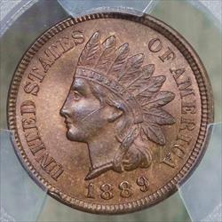 1889 Indian Cent, Choice Uncirculated, PCGS MS-64BN, Nice Color