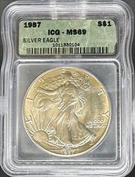 1987 Silver Eagle MS69 ICG
