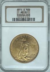 1914-S $20 St Gaudens MS63 NGC