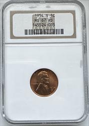 1954-S Lincoln Cent MS67RD NGC