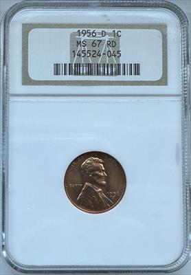 1956-D Lincoln Cent MS67RD NGC