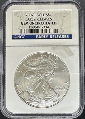 2007 Silver Eagle Gem Uncirculated NGC Early Release GEM UNC
