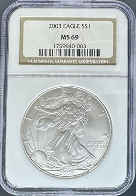 2003 Silver Eagle MS69 NGC