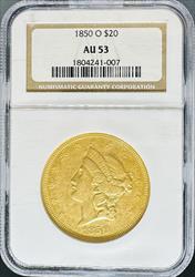 1850-O $20 Liberty AU53 NGC