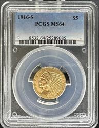 1916-S $5 Indian MS64 PCGS