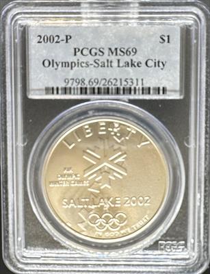 2002 S$1 Salt Lake City Olympics MS69 PCGS