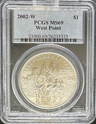2002-W S$1 West Point MS69 PCGS