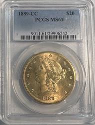 1889-CC $20 Liberty MS61 PCGS
