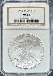 2006 Silver Eagle MS69 NGC