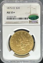 1875-CC $20 Liberty AU55+ NGC CAC