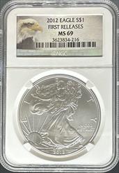 2012 Silver Eagle MS69 NGC First Release