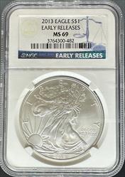 2013 Silver Eagle MS69 NGC Early Release