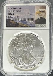 2015 Silver Eagle MS69 NGC First Release MS71