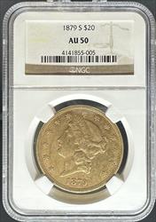 1879-S $20 Liberty AU50 NGC