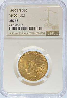 1910-S/S VP-001 LDS $10 Indian MS62 NGC
