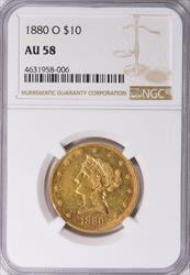 1880-O $10 Liberty AU58 NGC