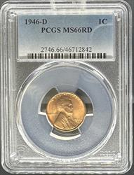 1946-D Lincoln Cent MS66RD PCGS