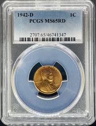 1942-D Lincoln Cent MS65RD PCGS