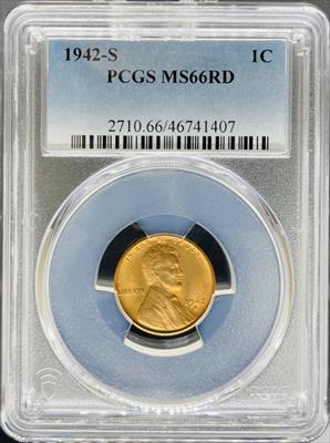1942-S Lincoln Cent MS66RD PCGS