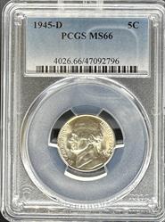 1945-D Jefferson Nickel MS66 PCGS