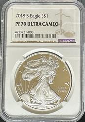 2018-S Silver Eagle PF70UCAM NGC