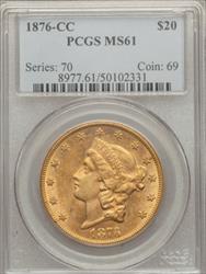 1876-CC $20 Liberty MS61 PCGS