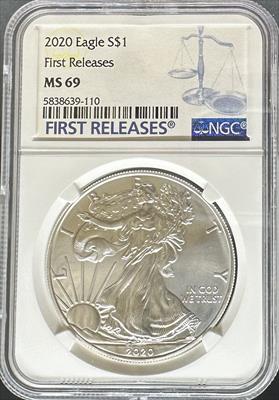 2020 Silver Eagle MS69 NGC Early Release