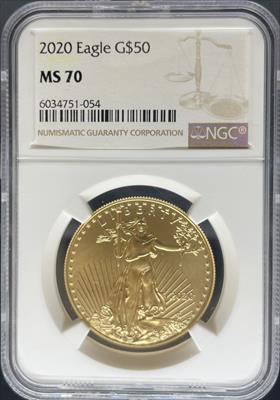 2020 G$50 American Gold Eagle MS70 NGC
