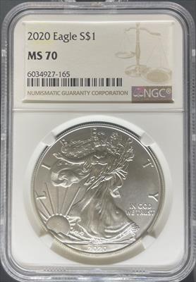2020 Silver Eagle MS70 NGC