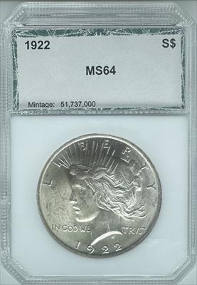 1922 Peace Dollar MS64 PCI