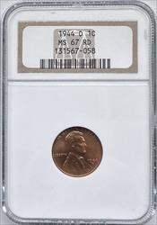 1944-D Lincoln Cent MS67RD NGC