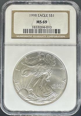 1998 Silver Eagle MS69 NGC