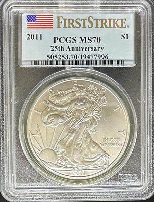 2011 Silver Eagle MS70 PCGS First Strike 25th Anniversary