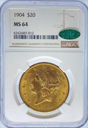 1904 $20 Liberty MS64 NGC CAC