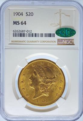 1904 $20 Liberty MS64 NGC CAC
