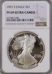 1991-S Silver Eagle PF69UCAM NGC
