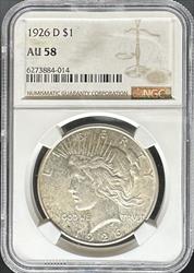 1926-D Peace Dollar AU58 NGC