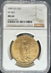 1909-S/S $20 St Gaudens VP-003 MS64 NGC