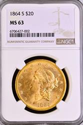 1864-S $20 Liberty MS63 NGC